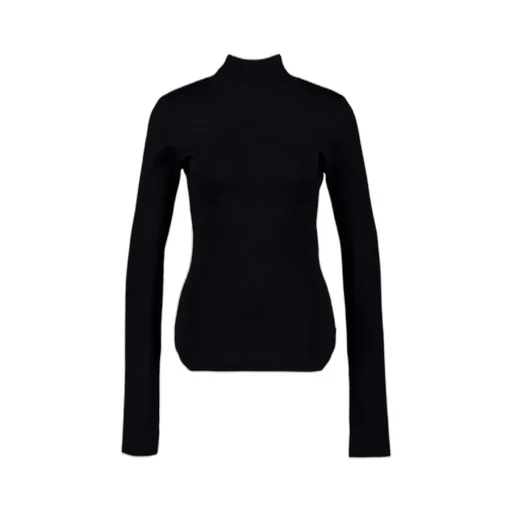 Long-Sleeved Knit Polo Top
