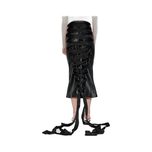 Laced Leather Skirt