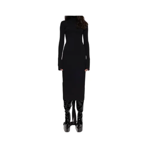 Stand Up Collar Midi Dress