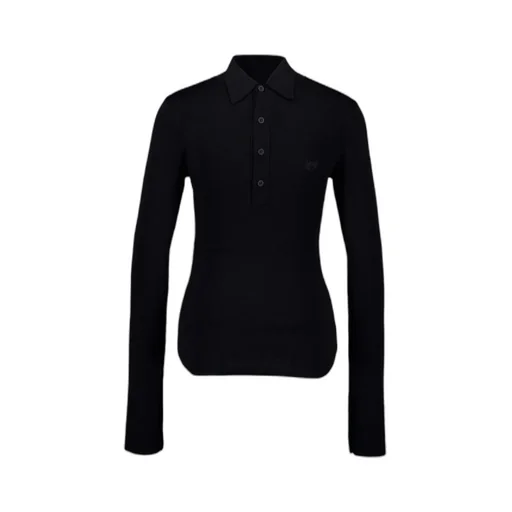 Long-Sleeved Knit Polo Top