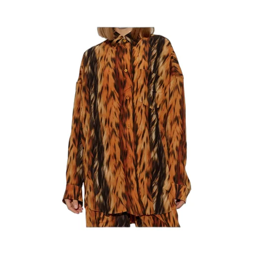 Fur Print Collared Long-Sleeve Shirt