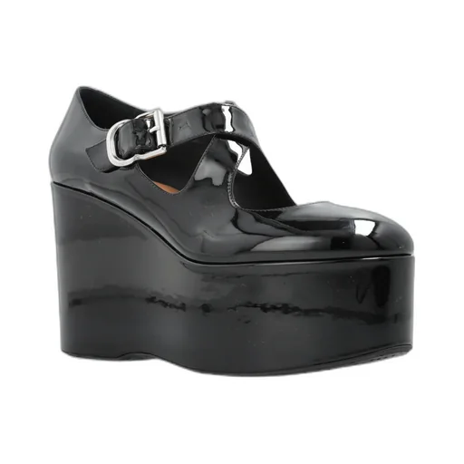 110Mm Wedge Leather Pumps