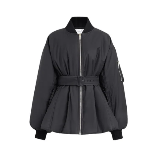 Zip-Up Belted Bomber Jacket