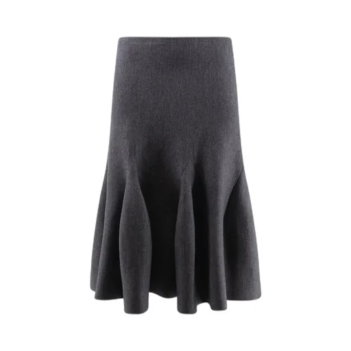 Flared Hem Knitted Midi Skirt