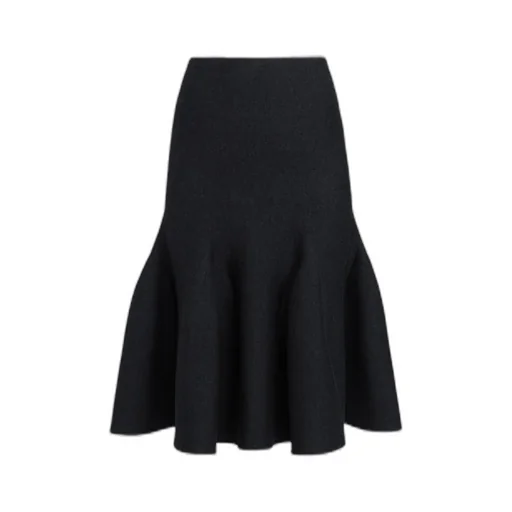 Sculptural Godet Knit Midi Skirt
