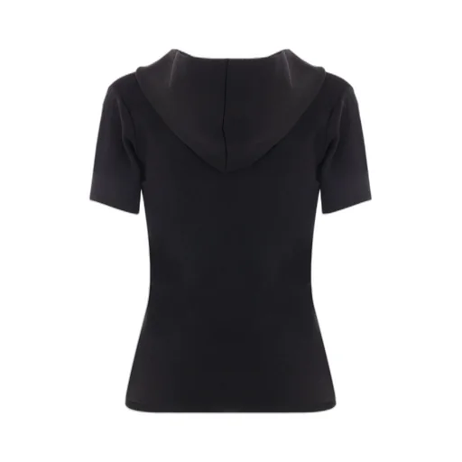 V-Neck Knit Hooded Top