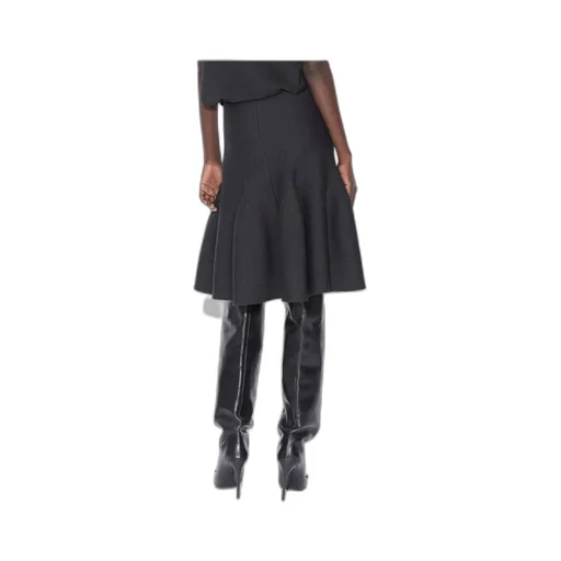 Sculptural Godet Knit Midi Skirt