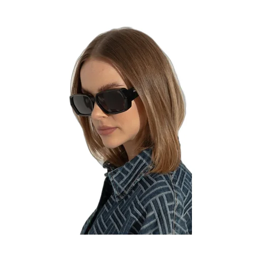 Logo Lettering Geometric Frame Sunglasses