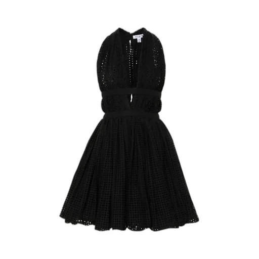 Perforated V-Neck Mini Dress