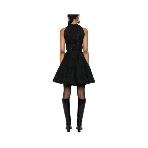Perforated V-Neck Mini Dress