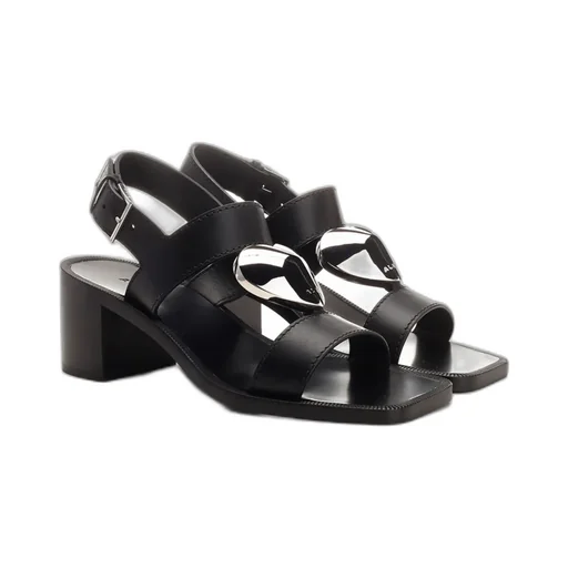 Square Toe Heart Embellished Sandals