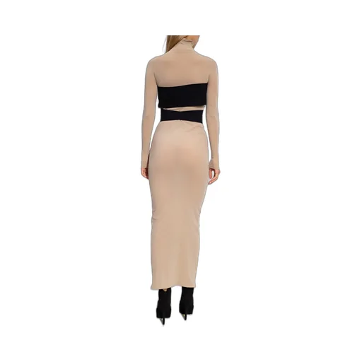 Logo Embroidered Long-Sleeved Midi Dress