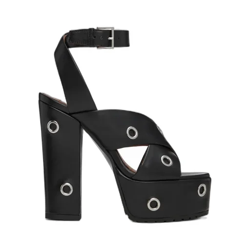Block Heel Eyelets Detailed Platform Sandals