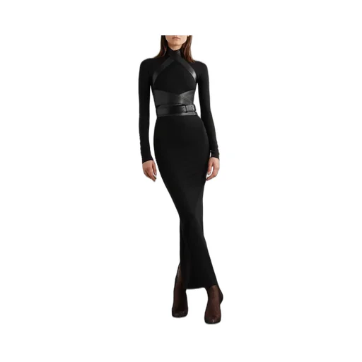 High-Necked And Long-Sleeved Dress
