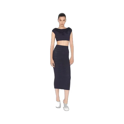 3D-Pleated Midi Skirt