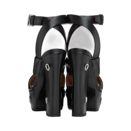 Block Heel Eyelets Detailed Platform Sandals