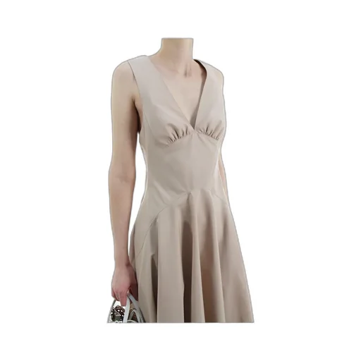 V-Neck Flared Sleeveless Dress