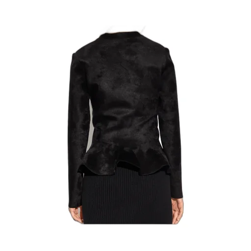 Peplum Velvet Knit Cardigan