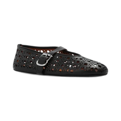 Cut-Out Leather Ballerinas