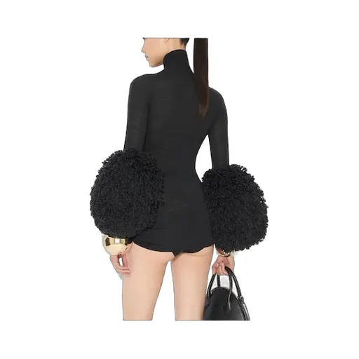 High-Neck Draped Knit Bodysuit