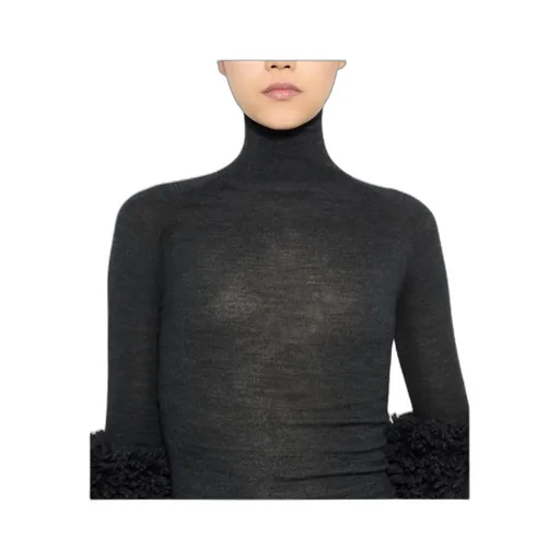 High-Neck Draped Knit Bodysuit