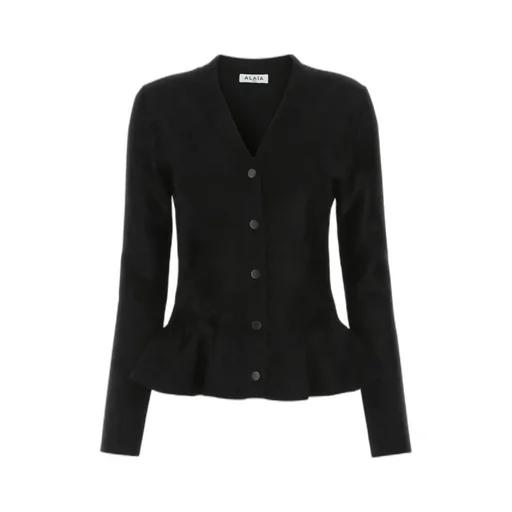 Peplum Velvet Knit Cardigan