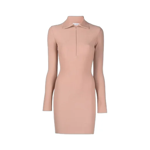 Half Zipped Long-Sleeved Mini Dress