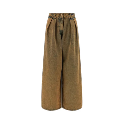 Desert Rose Pleat-Detailed Acid-Wash Jeans