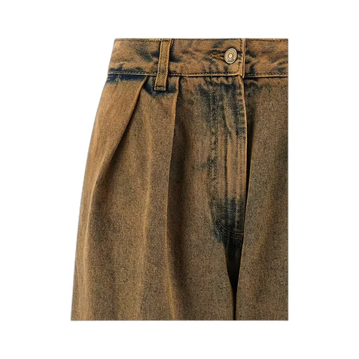 Desert Rose Pleat-Detailed Acid-Wash Jeans