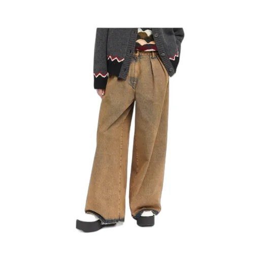 Desert Rose Pleat-Detailed Acid-Wash Jeans