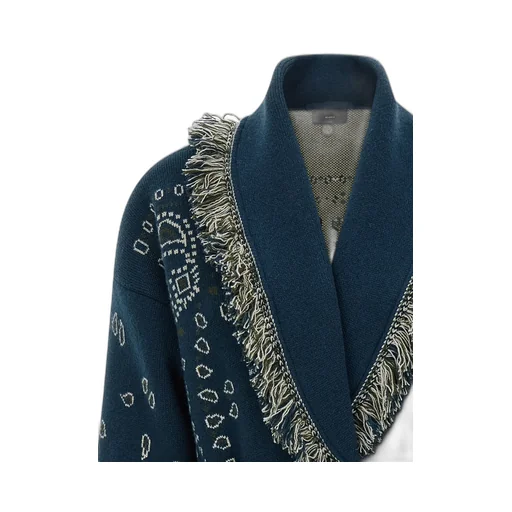 Bandana Jacquard Fringed Cardigan