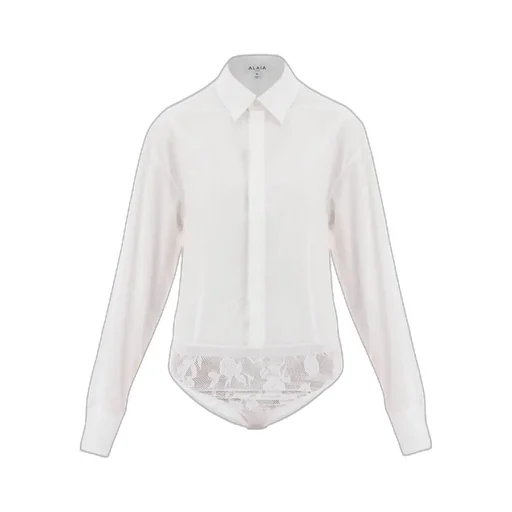 Mesh Panelled Poplin Bodysuit