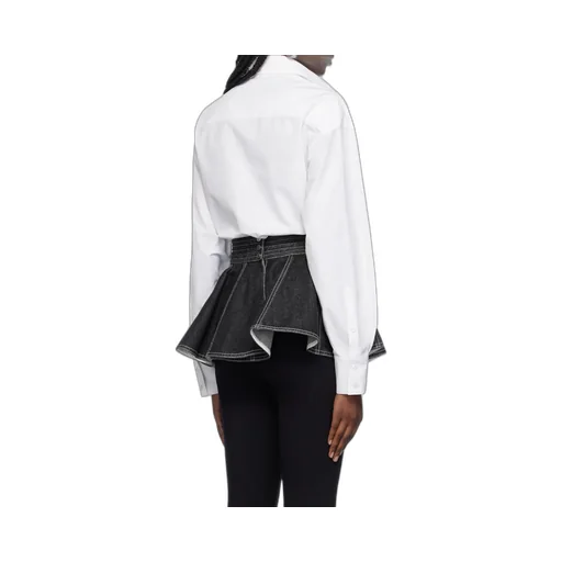 Mesh Panelled Poplin Bodysuit