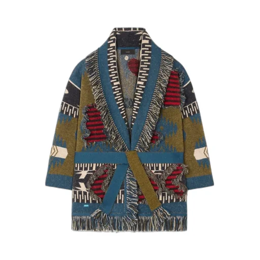 Fringed Patterned Cardigan