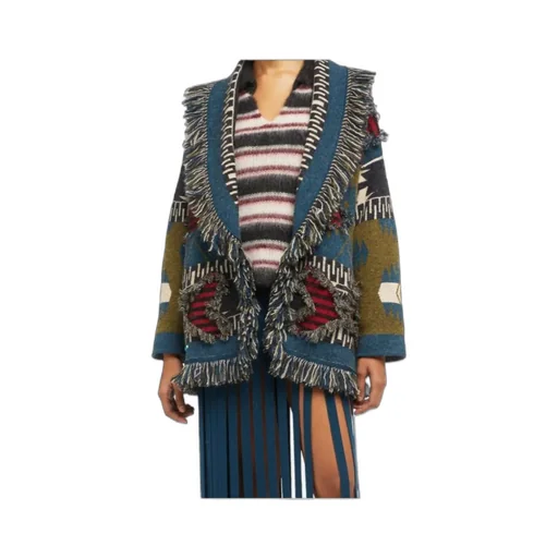 Fringed Patterned Cardigan