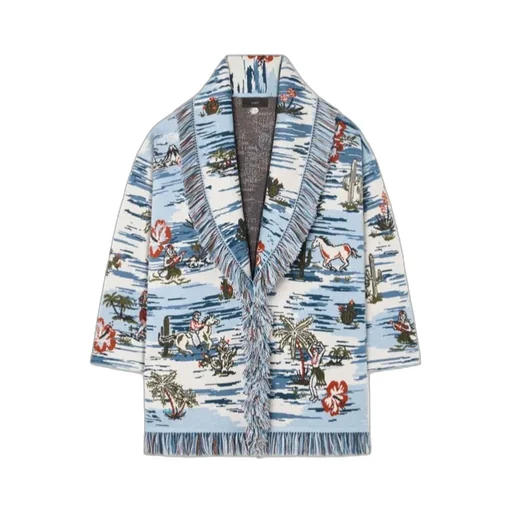 Tex-Hawaii Roundtrip Fringed Tapestry Cardigan