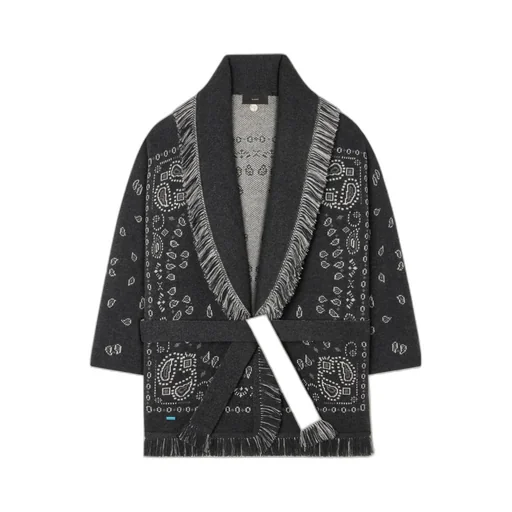 Bandana Jacquard Fringed Cardigan