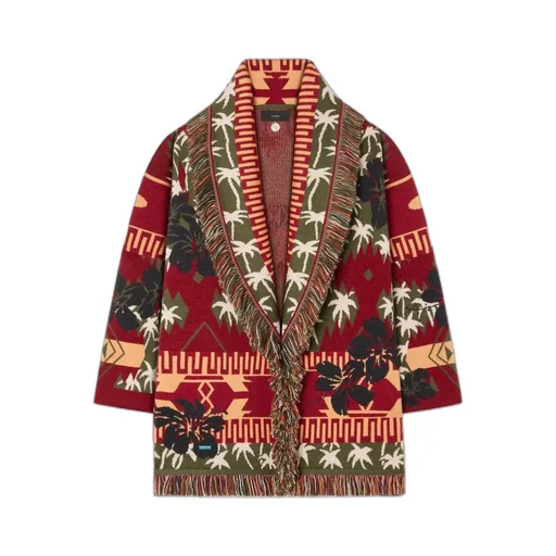 Icon Jacquard Fringed Cardigan