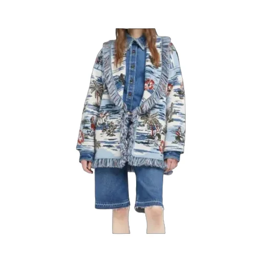 Tex-Hawaii Roundtrip Fringed Tapestry Cardigan