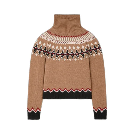 Pattern Intarsia-Knit Turtleneck Jumper