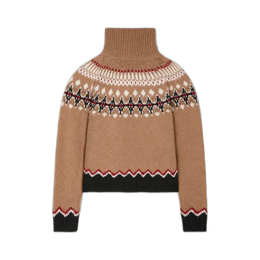 Pattern Intarsia-Knit Turtleneck Jumper