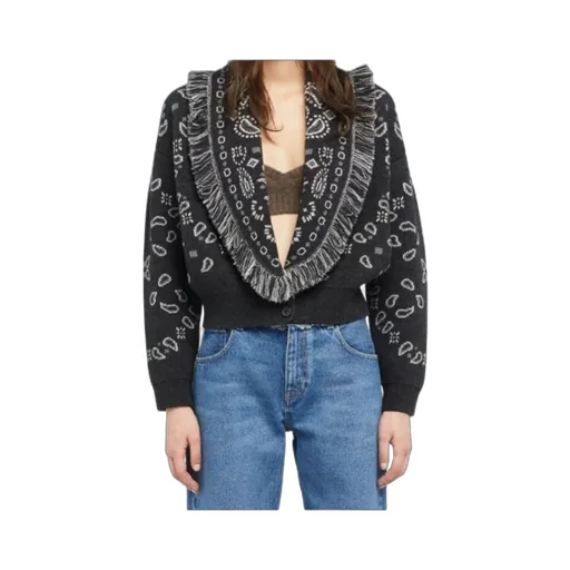 Paisley Jacquard Fringe Cardigan