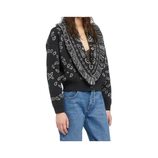 Paisley Jacquard Fringe Cardigan