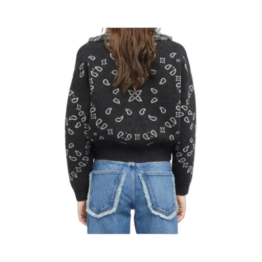 Paisley Jacquard Fringe Cardigan