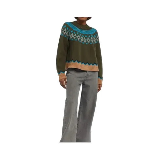 Pattern Intarsia-Knit Mock-Neck Jumper