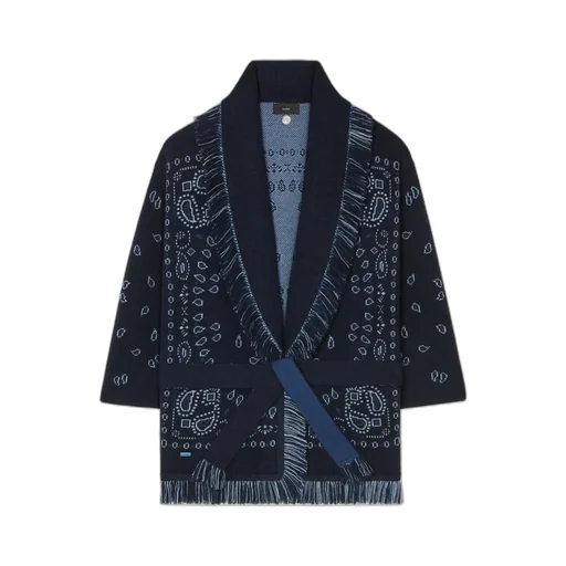 Bandana Jacquard Fringed Cardigan