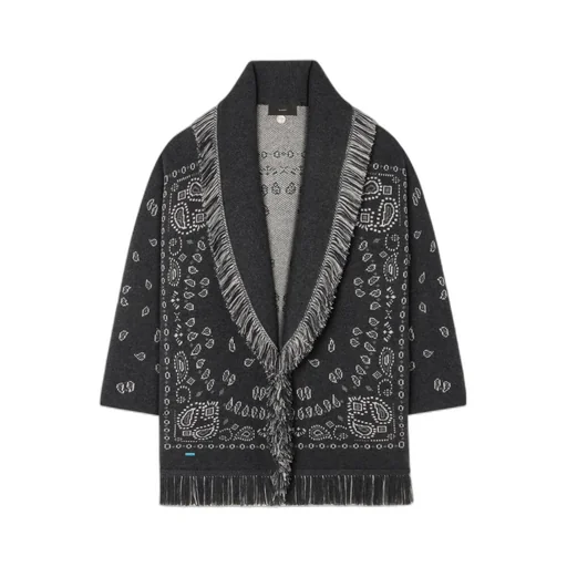 Bandana Jacquard Fringed Cardigan