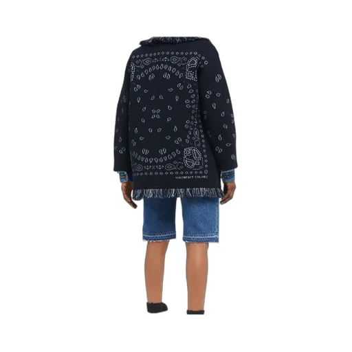 Bandana Jacquard Fringed Cardigan
