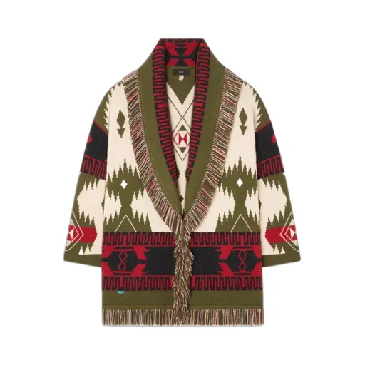 Icon Jacquard Fringe Cardigan