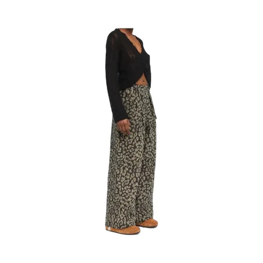 Seattle Pleated Leopard-Print Jeans
